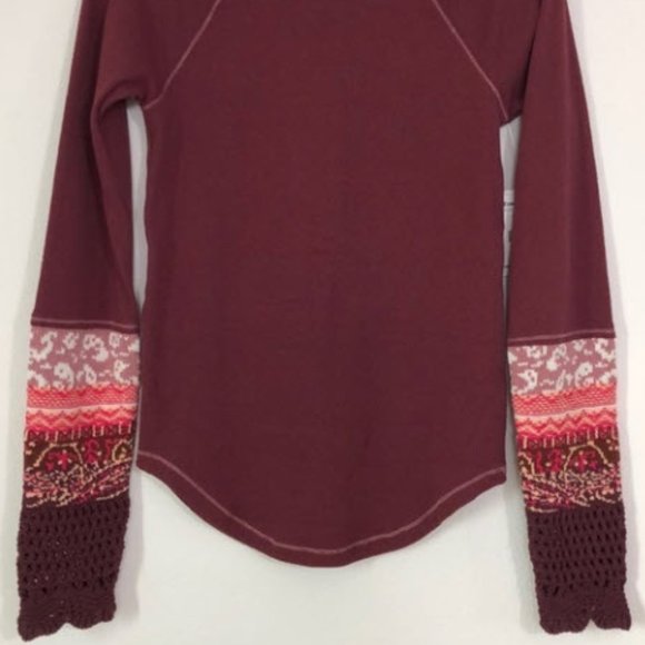 NWT - Free People In The Mix Cuff Top - Rio Vino - Picture 13 of 16